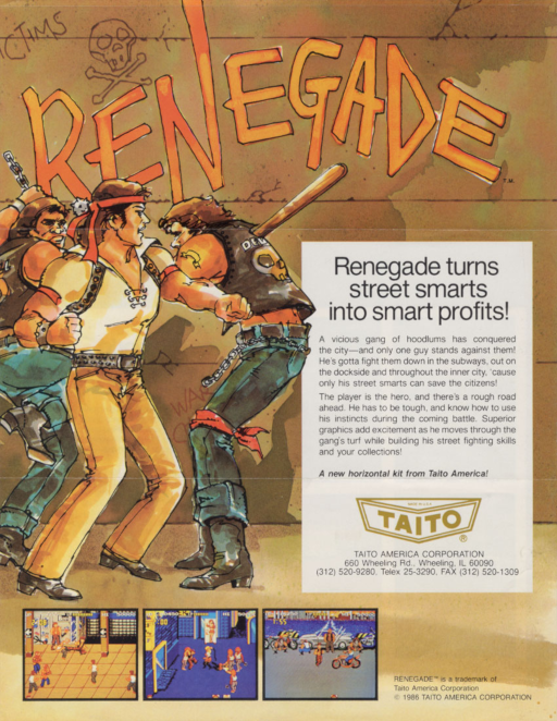 Renegade (US) Arcade Game Cover